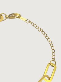 Rear View of Clarisse Chunky Paperclip Bracelet in 18k Gold-Plated Metal Adjustable Length Gold Plated Steel | Hypoallergenic Tarnish Resistant Sweat Water Eco - Friendly 7 inches 8.3gms