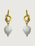 Front View of Twisted-knot Pearl Dangle Earrings in 18k Gold-Plated Metal Jewelry for Pierced Ears Gold Plated Steel | Hypoallergenic Tarnish Resistant Sweat Water Stone Eco - Friendly One Size 5.4gms