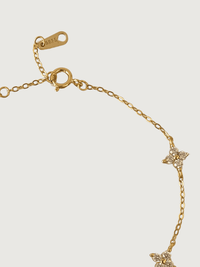 Rear View of Irene Star Charm Bracelet in 18K Gold Plated Sterling Silver Adjustable Length 18k 925 Metal Stone 7.5 inches 1.4gms