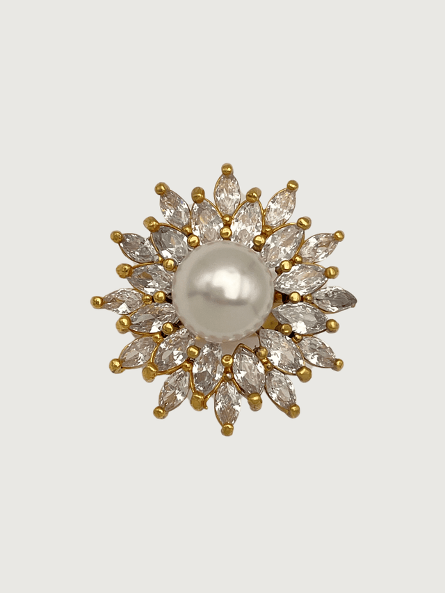 Front View of Arya Ring in 18k Gold Plated Sterling Silver Regular 925 Metal Stone 7 mm 8gms