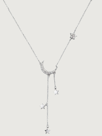Front View of Alia Lariat Necklace Adjustable Length 925 Sterling Silver 17 inches 2.1gms