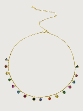Front View of Anna Necklace in 18K Gold Plated Sterling Silver Adjustable Length 18k 925 Metal One Size 5.6gms