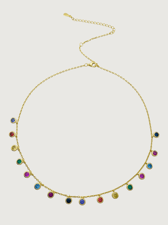 Front View of Anna Necklace in 18K Gold Plated Sterling Silver Adjustable Length 18k 925 Metal One Size 5.6gms