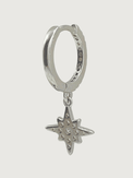 Rear View of Stella Star Single Earring in Sterling Silver Jewelry for Pierced Ears 925 Metal Stone One Size 0.7gms