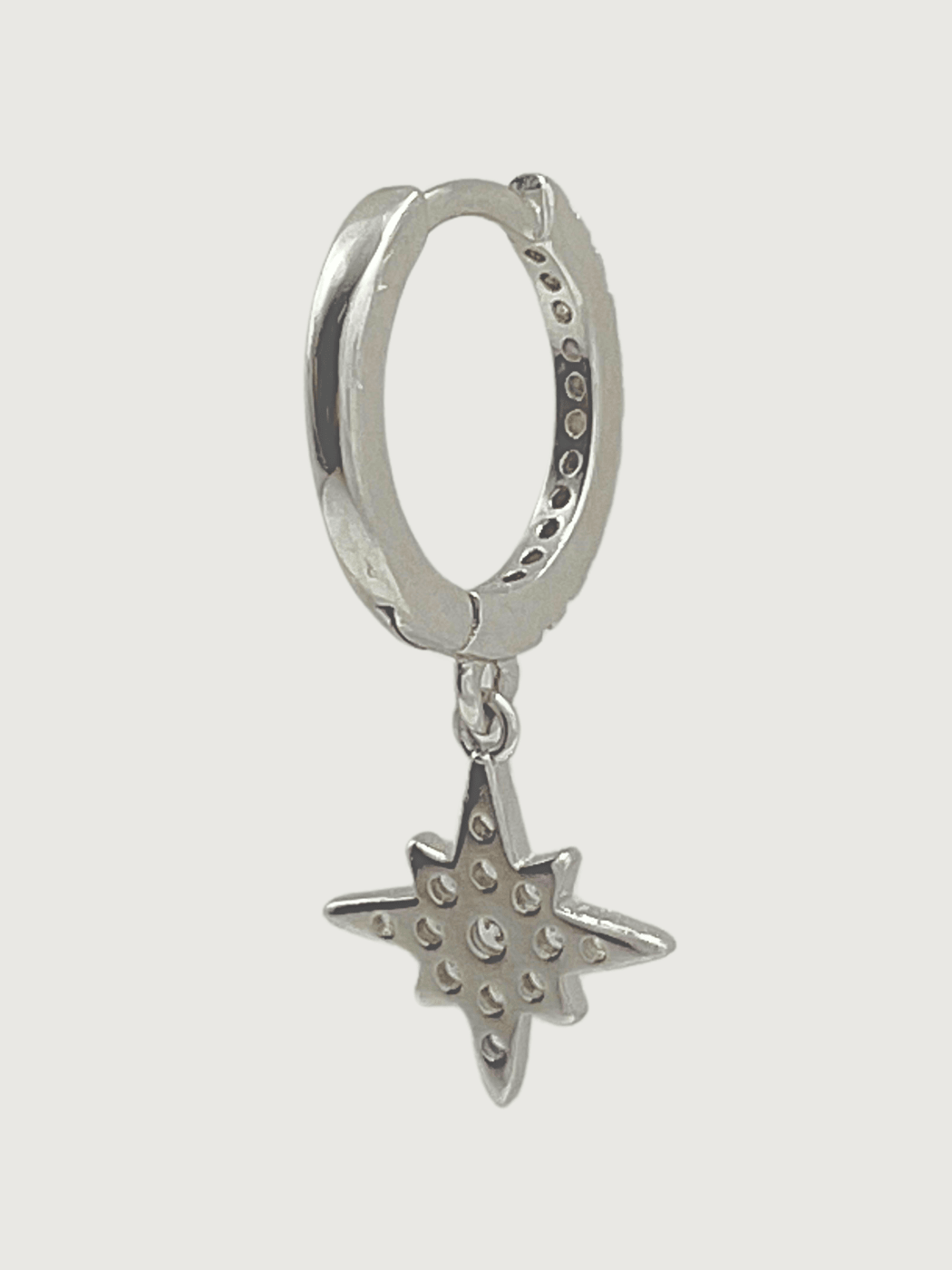 Rear View of Stella Star Single Earring in Sterling Silver Jewelry for Pierced Ears 925 Metal Stone One Size 0.7gms