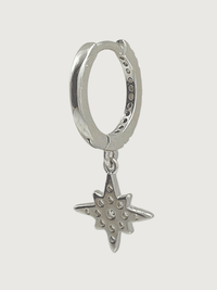 Rear View of Stella Star Single Earring in Sterling Silver Jewelry for Pierced Ears 925 Metal Stone One Size 0.7gms