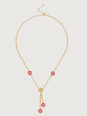 Rear View of Little Princess Flower Lariat Necklace Adjustable Length 18k Gold Plated 925 Sterling Silver 16 inches 7.7gms