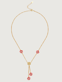 Rear View of Little Princess Flower Lariat Necklace Adjustable Length 18k Gold Plated 925 Sterling Silver 16 inches 7.7gms