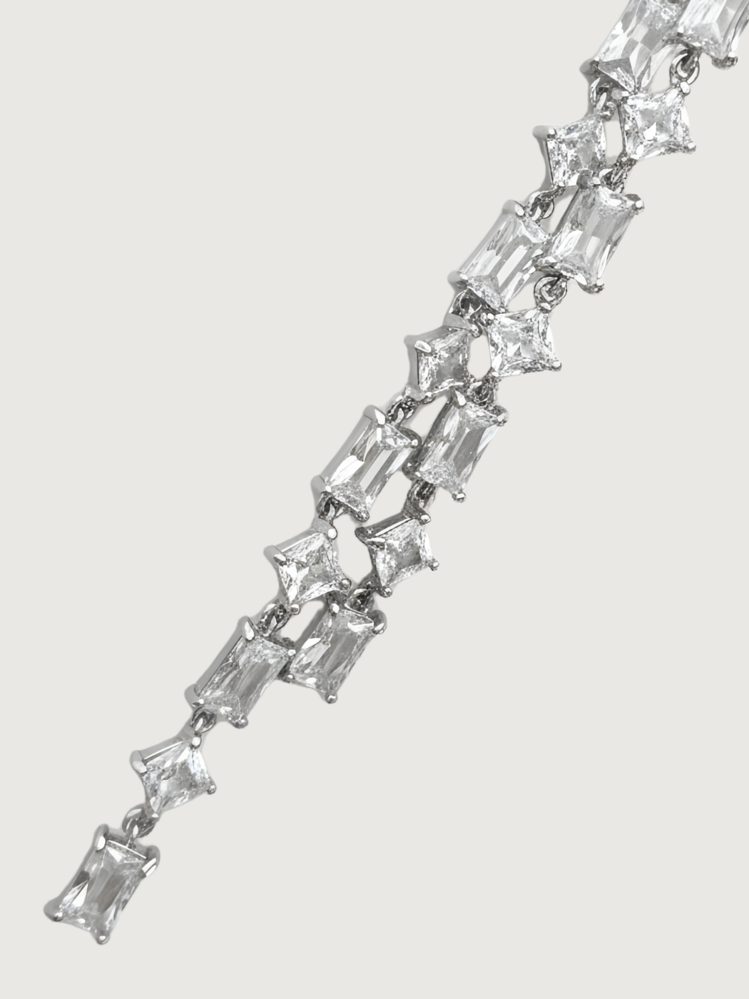 Closeup of Elora Statement Drop Earrings- White Jewelry for Pierced Ears 925 Sterling Silver 8 cm 11.4gms