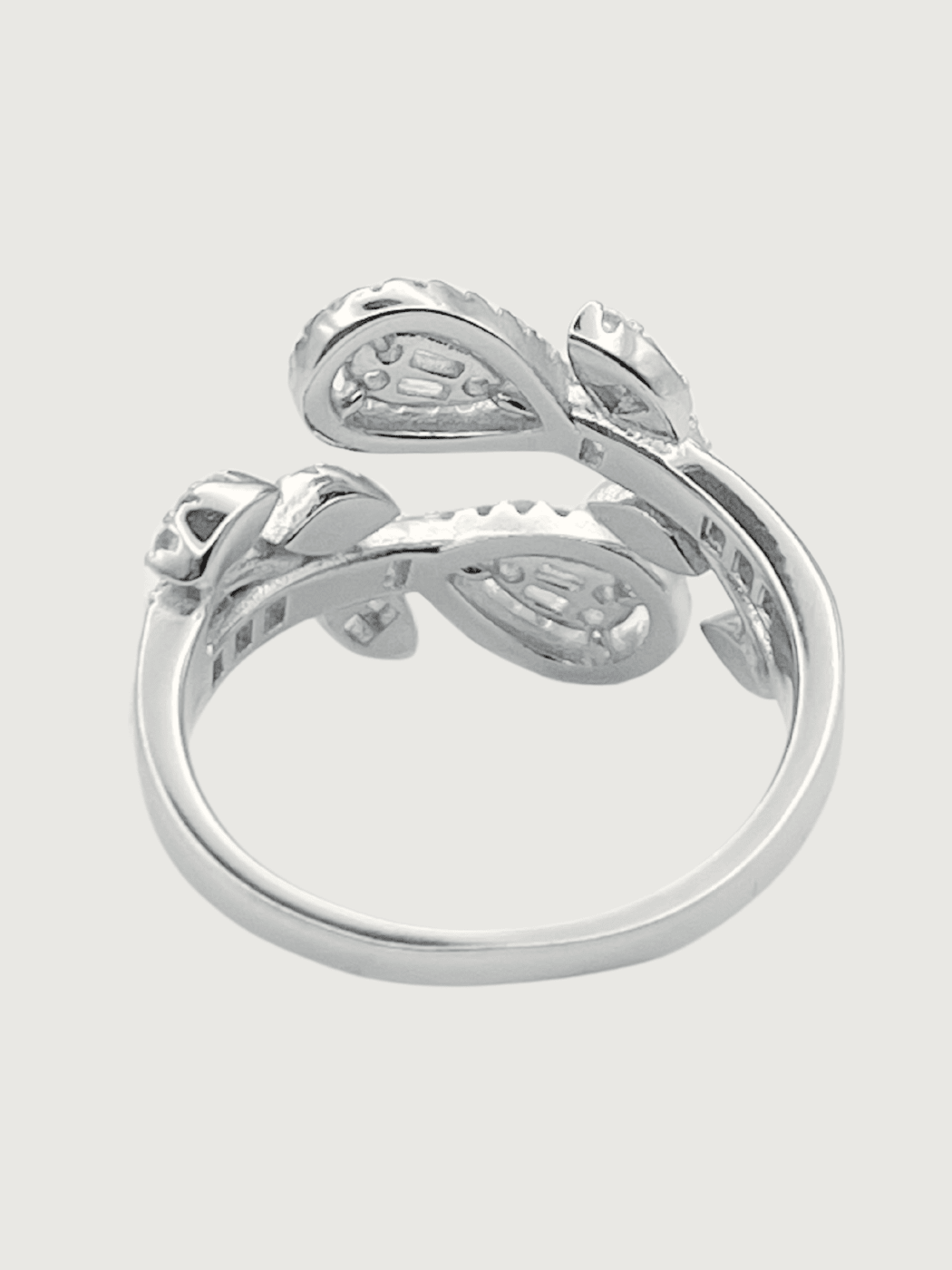 Rear View of Cassy Open Adjustable Ring in 925 Sterling Silver Comfort Fit One Size 3.4gms