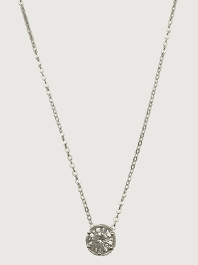 Front View of Ava Solitaire Pendant in Rhodium Plated Sterling Silver Adjustable Length 925 Metal Stone One Size 2.7gms