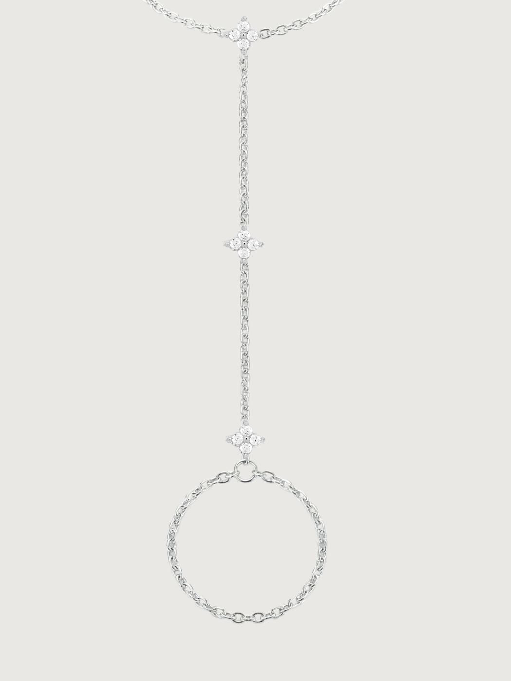 Closeup of Irene Star Hand Chain Bracelet in 925 Sterling Silver Comfort Fit One Size 1.5gms