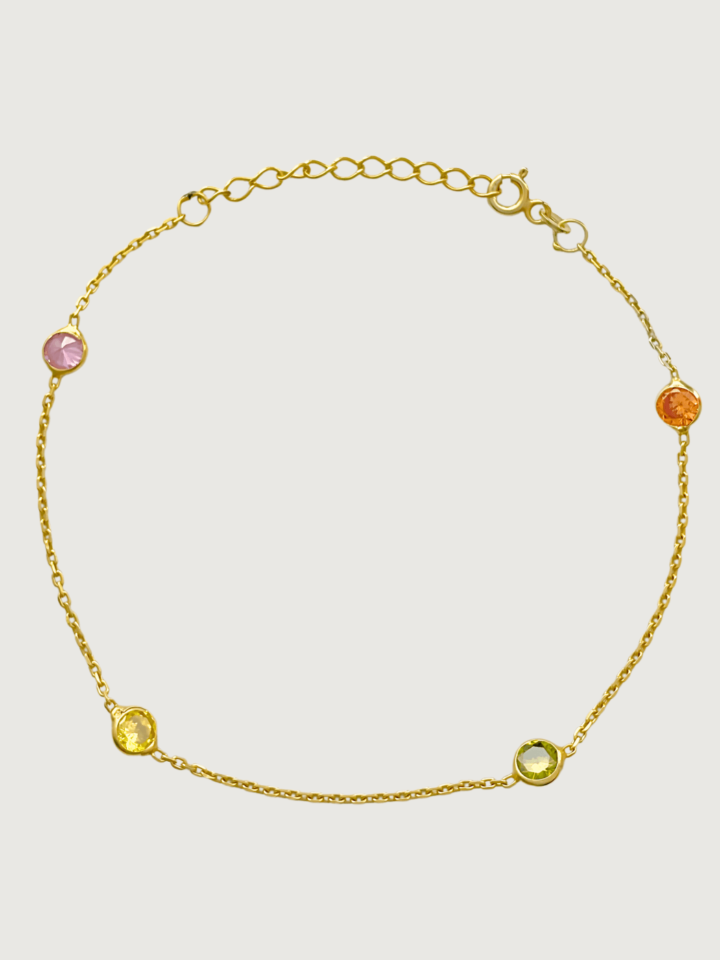 Front View of Diana Anklet in 18k Gold-plated Sterling Silver Adjustable Length Gold Plated 925 Metal One Size 2gms