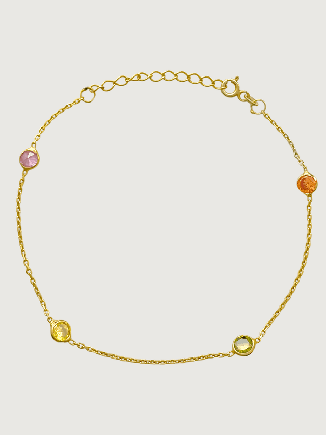 Front View of Diana Anklet in 18k Gold-plated Sterling Silver Adjustable Length Gold Plated 925 Metal One Size 2gms