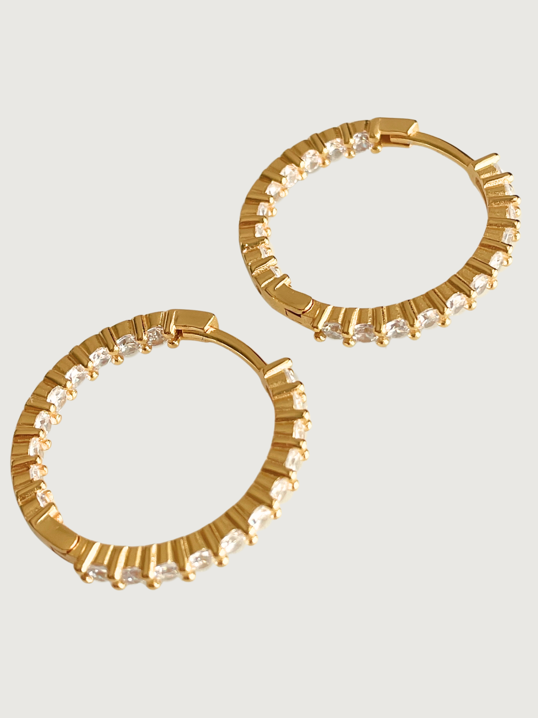 Rear View of Nora Hoop Earrings in Sterling Silver with 18K Gold Plating Jewelry for Pierced Ears 18k Plated 925 Metal Stone One Size 5.7gms