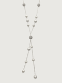 Front View of Sherine Tassel Necklace in 925 Sterling Silver Fixed Length Rhodium Plated Brass Metal Stone One Size 32gms