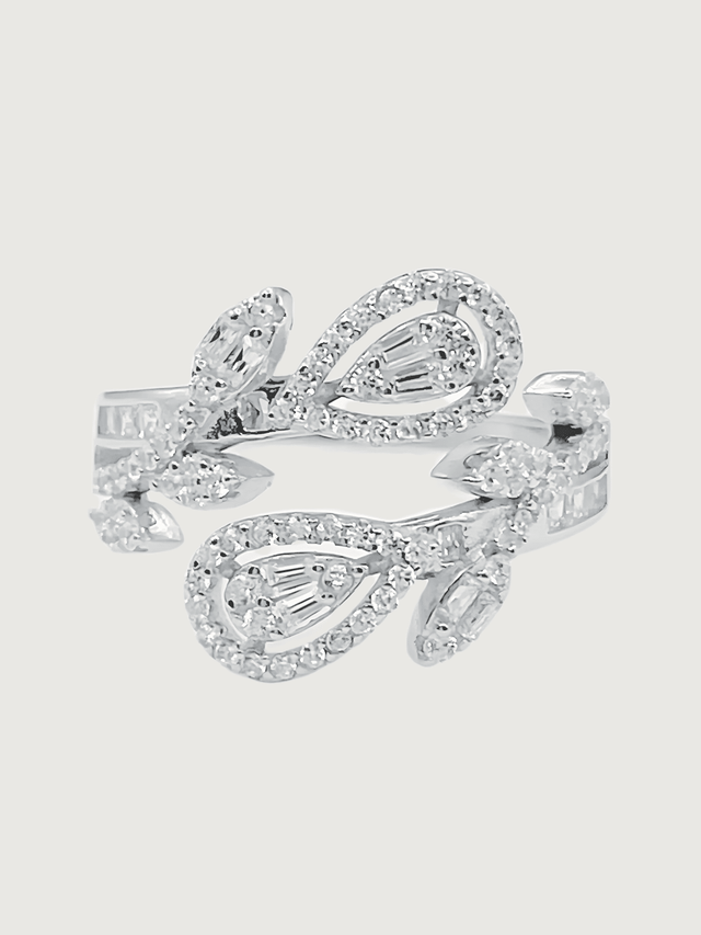 Front View of Cassy Open Adjustable Ring in 925 Sterling Silver Comfort Fit One Size 3.4gms