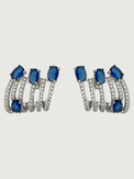 Front View of Nia Claw Stud Earrings in Sterling Silver Jewelry for Pierced Ears 925 Metal Stone One Size 8.9gms