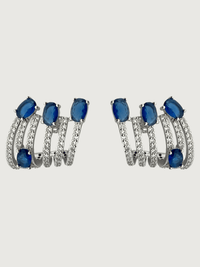 Front View of Nia Claw Stud Earrings in Sterling Silver Jewelry for Pierced Ears 925 Metal Stone One Size 8.9gms