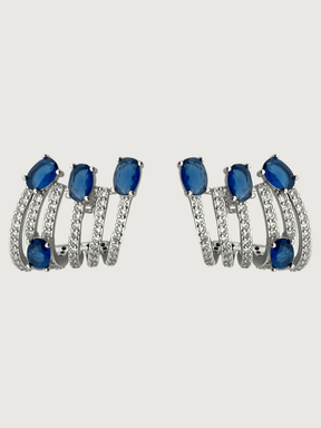 Front View of Nia Claw Stud Earrings in Sterling Silver Jewelry for Pierced Ears 925 Metal Stone One Size 8.9gms
