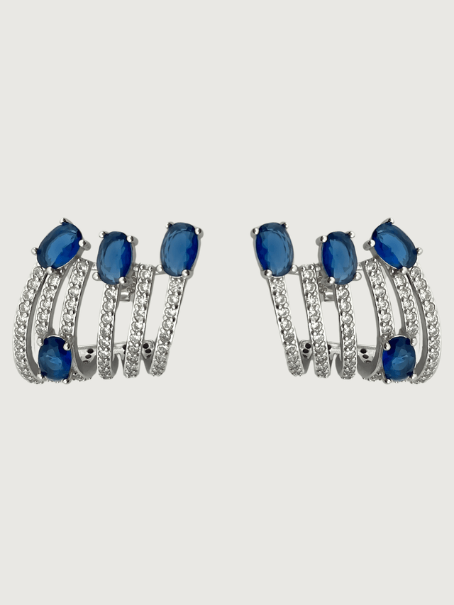 Front View of Nia Claw Stud Earrings in Sterling Silver Jewelry for Pierced Ears 925 Metal Stone One Size 8.9gms