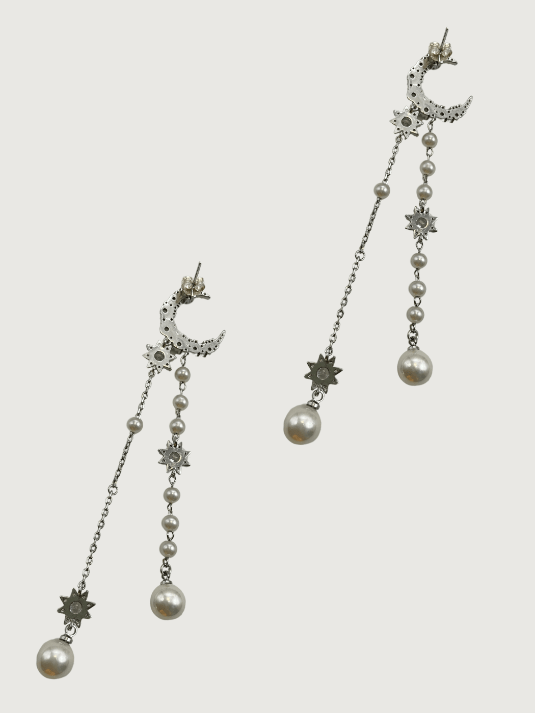 Rear View of Zaina Pearl Dangle Earrings Jewelry for Pierced Ears 925 Sterling Silver Metal Stone One Size 8.7gms