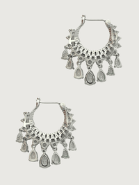 Rear View of Samra Sparkle Earrings in Rhodium Plated Metal Jewelry for Pierced Ears Stone Brass 925 Sterling Silver One Size 10.1gms Copper