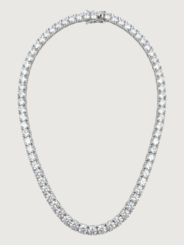 Front View of Vivienne Tennis Necklace in Plated Metal Comfort Fit Rhodium Brass 16 inches 30.3gms Mix