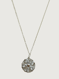Front View of Zora Pendant Necklace in Rhodium Plated Metal Fixed Length 925 Sterling Silver Brass One Size 4gms