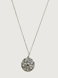 Front View of Zora Pendant Necklace in Rhodium Plated Metal Fixed Length 925 Sterling Silver Brass One Size 4gms