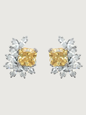 Front View of Celestia Stud Earrings in 925 Sterling Silver - Yellow Jewelry for Pierced Ears Metal 1.5 cm 6gms