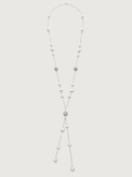 Rear View of Sherine Tassel Necklace in 925 Sterling Silver Fixed Length Rhodium Plated Brass Metal Stone One Size 32gms
