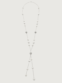 Rear View of Sherine Tassel Necklace in 925 Sterling Silver Fixed Length Rhodium Plated Brass Metal Stone One Size 32gms