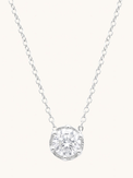 Front View of Ava Solitaire Pendant Necklace Adjustable Length 925 Sterling Silver 18 inches 2.7gms