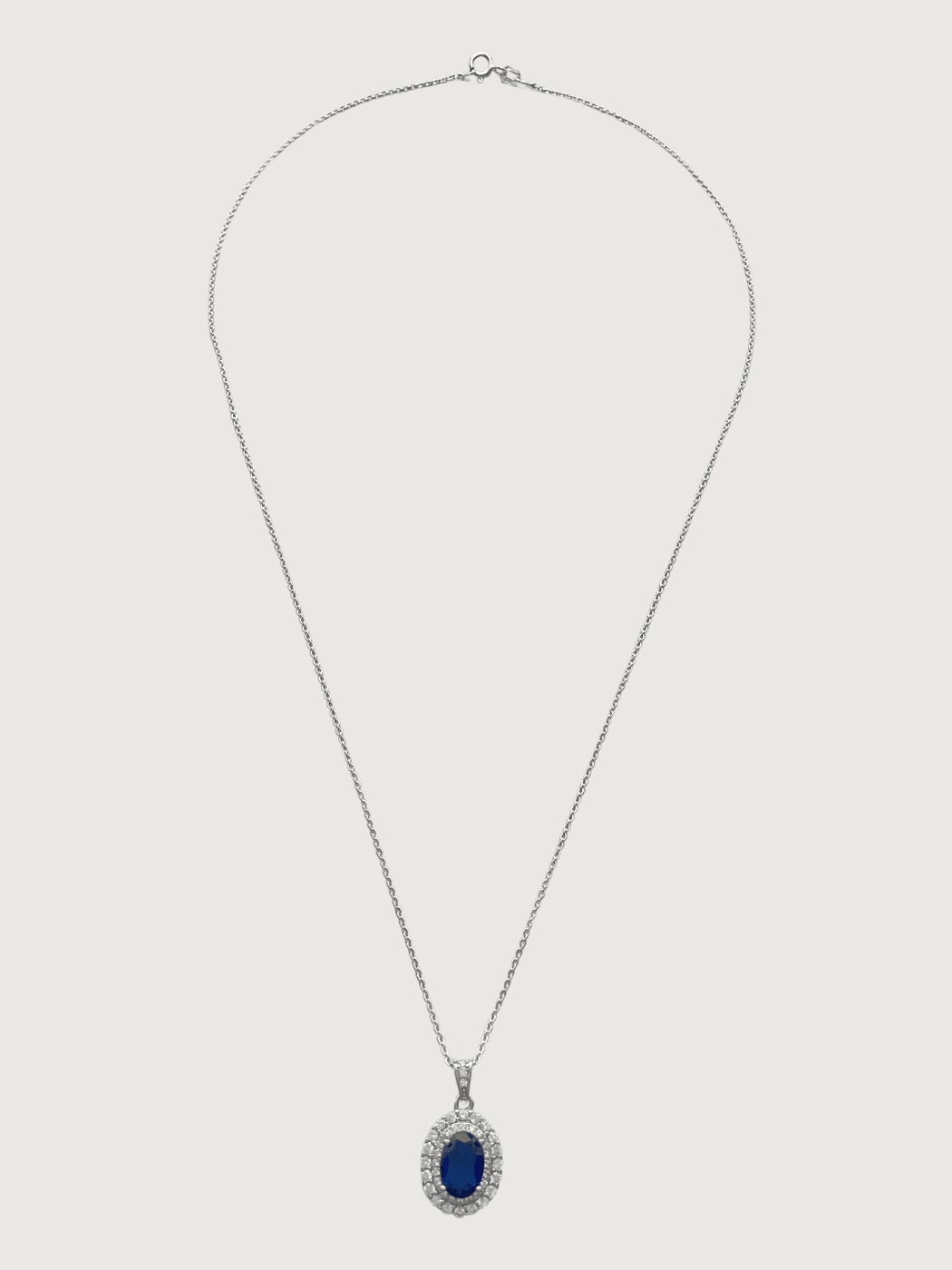 Rear View of Ayesha Necklace & Earrings Set in Sterling Silver- Blue Fixed Length 925 Silver Metal Stone One Size 9.1gms
