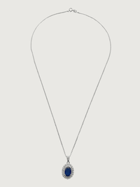 Rear View of Ayesha Necklace & Earrings Set in Sterling Silver- Blue Fixed Length 925 Silver Metal Stone One Size 9.1gms