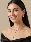 Alternate View of Model Wearing Myra Pearl Necklace Adjustable Length 18k Gold Plated 925 Sterling Silver One Size 12.4gms