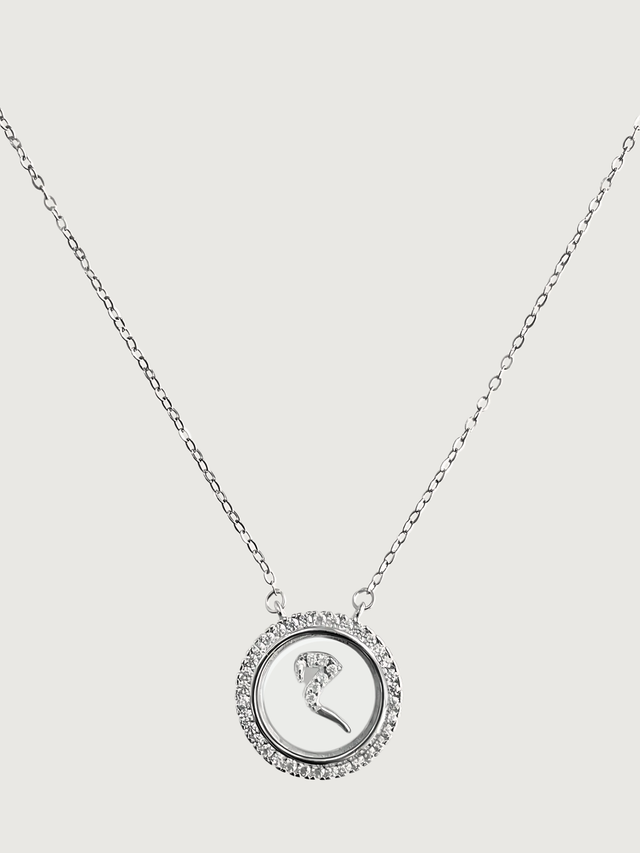 Front View of Arabic Pendant "M" in 925 Sterling Silver Adjustable Length 16 inches 4gms