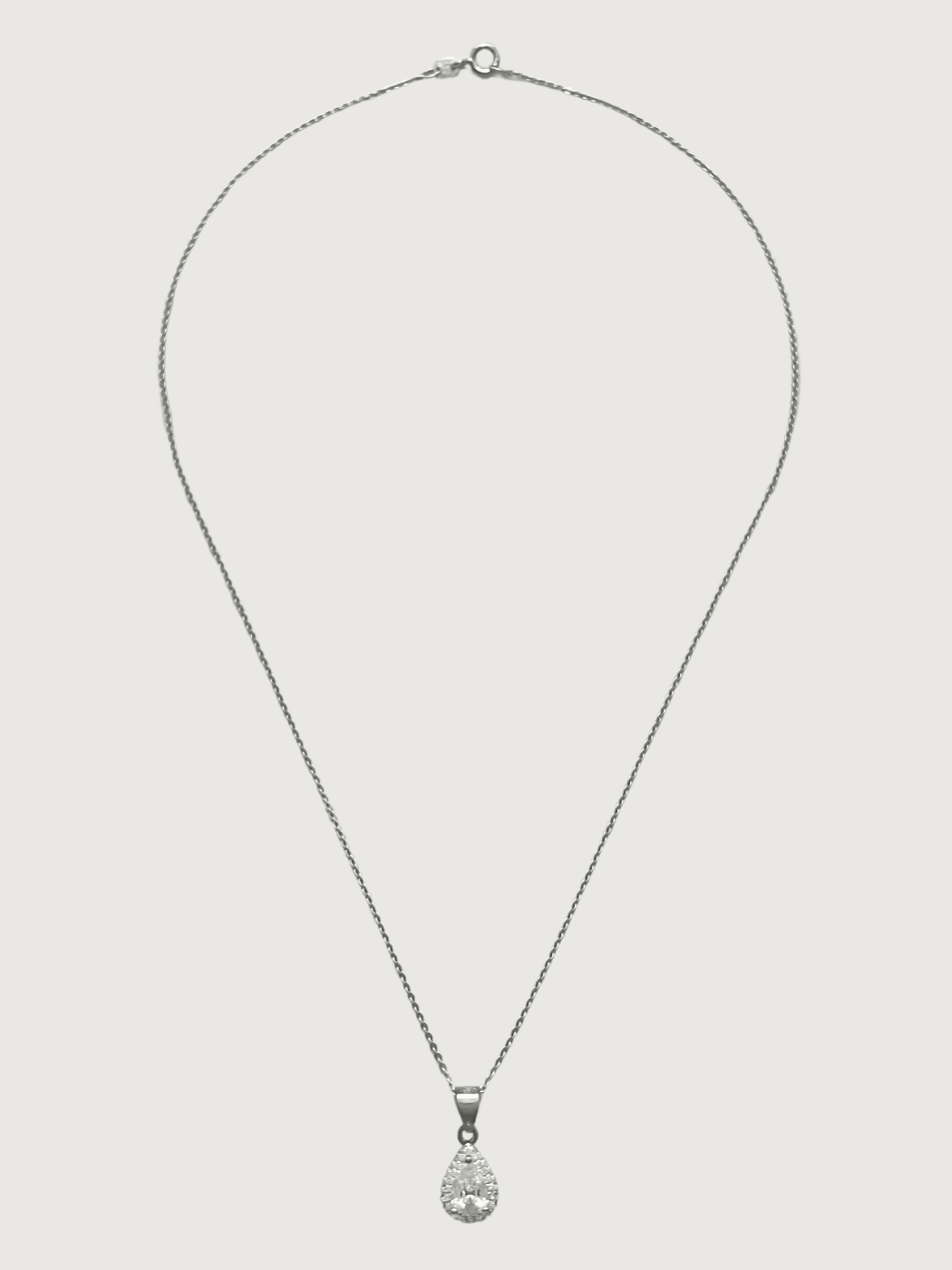 Rear View of Zia Drop Pendant Necklace & Stud Earring Set in Sterling Silver Fixed Length 925 Metal 4.8gms