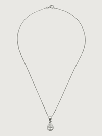 Rear View of Zia Drop Pendant Necklace & Stud Earring Set in Sterling Silver Fixed Length 925 Metal 4.8gms