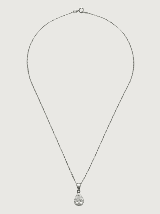 Rear View of Zia Drop Pendant Necklace & Stud Earring Set in Sterling Silver Fixed Length 925 Metal 4.8gms