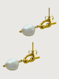 Rear View of Twisted-knot Pearl Dangle Earrings in 18k Gold-Plated Metal Jewelry for Pierced Ears Gold Plated Steel | Hypoallergenic Tarnish Resistant Sweat Water Stone Eco - Friendly One Size 5.4gms