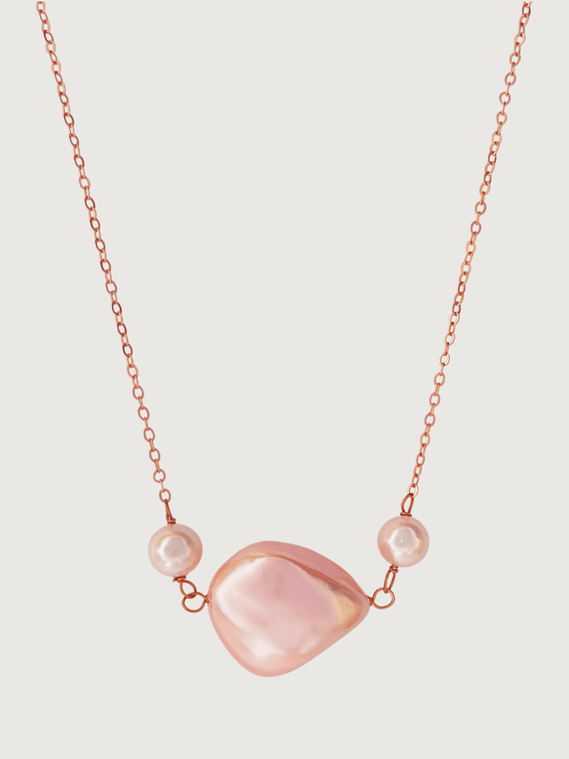 Front View of Mariah Pendant Necklace Adjustable Length 18k Rose Gold Plated 925 Sterling Silver Metal Stone One Size 8.4gms