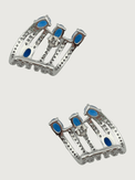 Rear View of Nia Claw Stud Earrings in Sterling Silver Jewelry for Pierced Ears 925 Metal Stone One Size 8.9gms