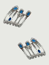 Rear View of Nia Claw Stud Earrings in Sterling Silver Jewelry for Pierced Ears 925 Metal Stone One Size 8.9gms