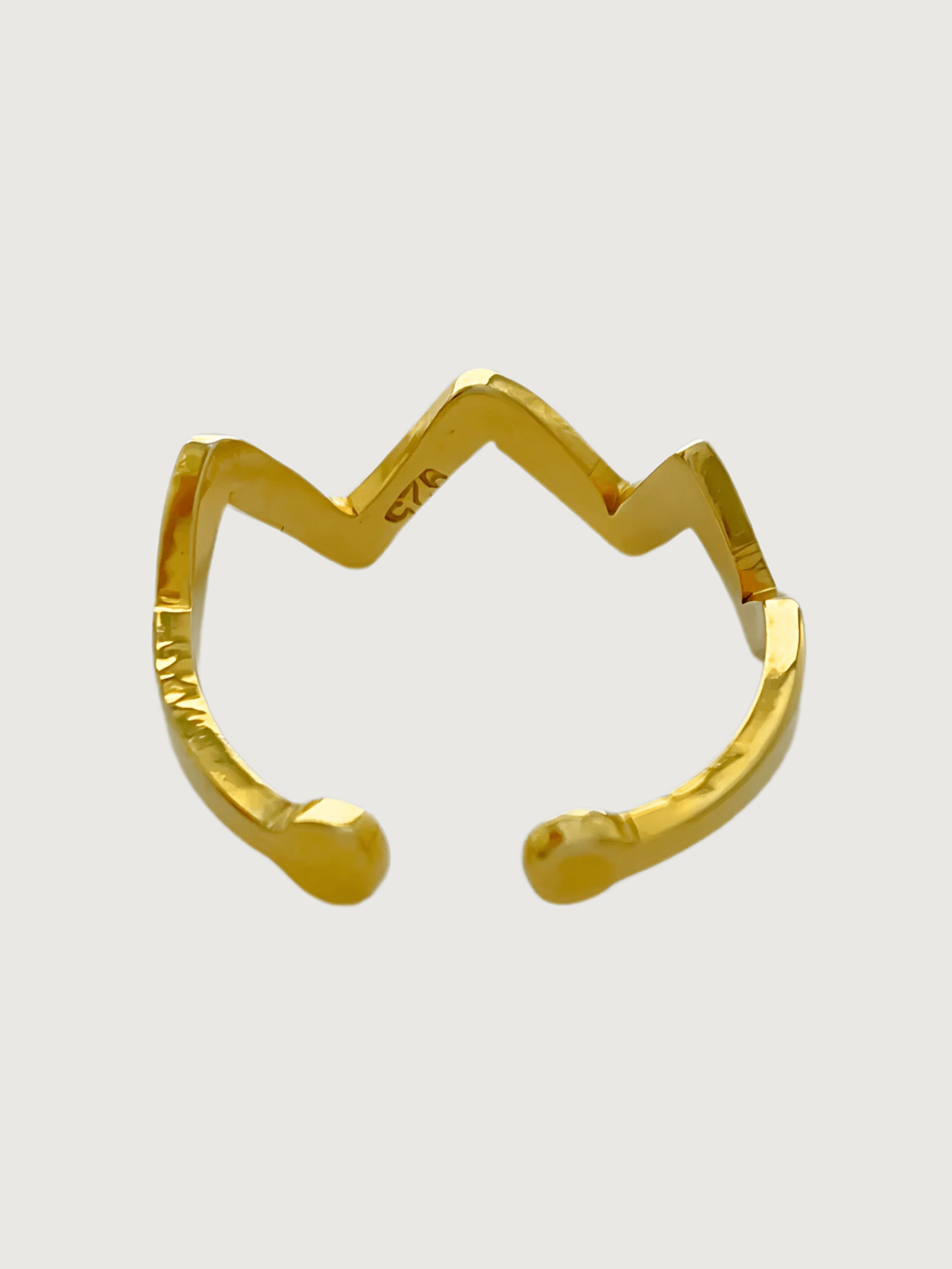 Rear View of Sofia Ring in 18K Gold Plated Sterling Silver Open-Adjustable-Resizable 18k 925 Metal One Size 1.4gms