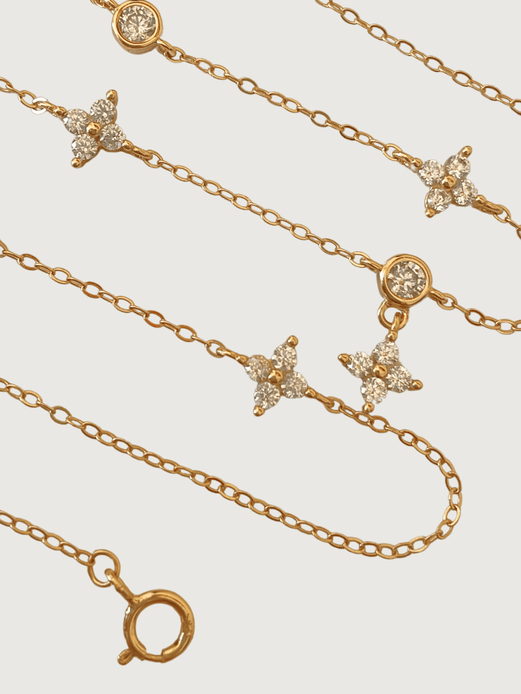 Rear View of Irene Star Charm Necklace in 18K Gold Plated Sterling Silver Adjustable Length 18k 925 Metal 17 inches 2.3gms
