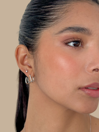 Model Wearing Carla Claw Stud Earrings Jewelry for Pierced Ears 925 Sterling Silver 1.5 cm 2.4gms