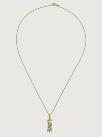 Rear View of Love Pendant Necklace in 18k Gold Plated Sterling Silver Fixed Length 925 Metal Brass 18 inches 2.7gms
