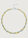 Front View of Raia Two-tone Ripple Necklace in 18K Gold Plated Metal Adjustable Length Two Tone | Tarnish Resistant Steel Water Hypoallergenic Durable Jewelry Sweat Eco - Friendly One Size 11gms